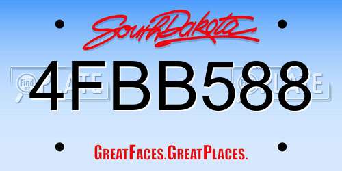 4FBB588 South Dakota License Plate