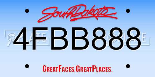4FBB888 South Dakota License Plate