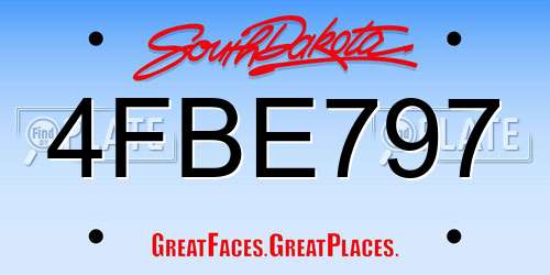 4FBE797 South Dakota License Plate