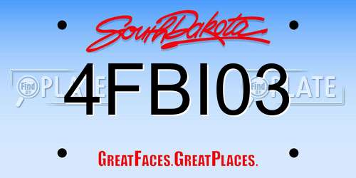 4FBI03 South Dakota License Plate