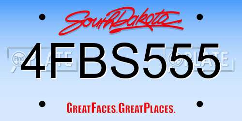 4FBS555 South Dakota License Plate