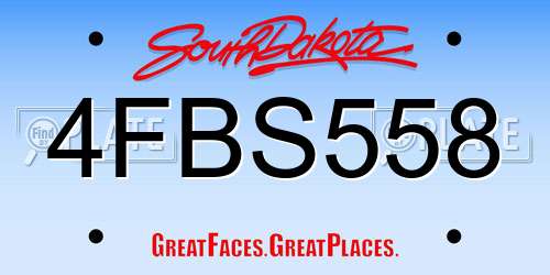 4FBS558 South Dakota License Plate