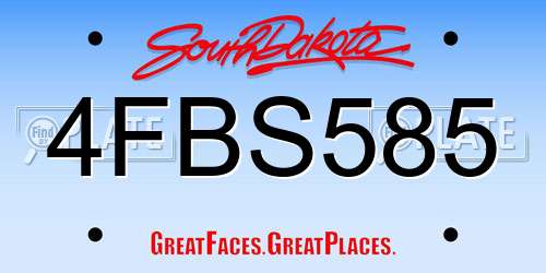 4FBS585 South Dakota License Plate