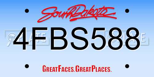 4FBS588 South Dakota License Plate