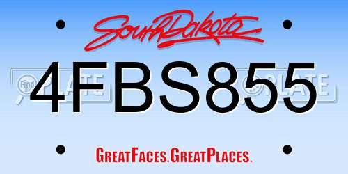 4FBS855 South Dakota License Plate
