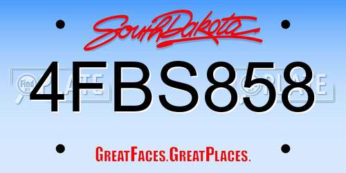 4FBS858 South Dakota License Plate