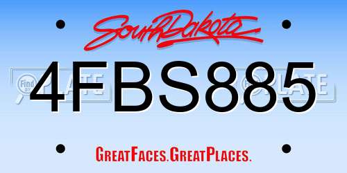 4FBS885 South Dakota License Plate