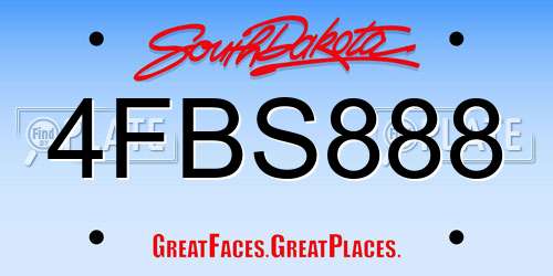 4FBS888 South Dakota License Plate