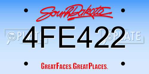 4FE422 South Dakota License Plate