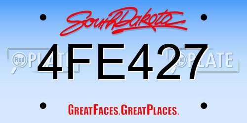 4FE427 South Dakota License Plate