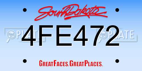 4FE472 South Dakota License Plate