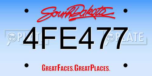 4FE477 South Dakota License Plate