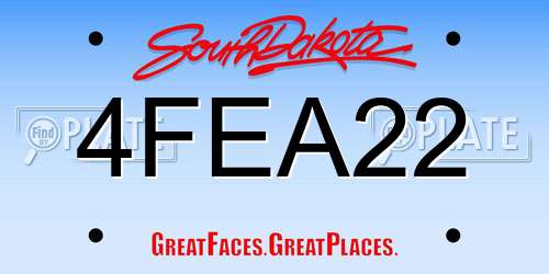 4FEA22 South Dakota License Plate
