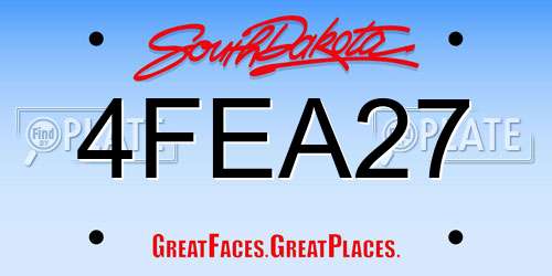 4FEA27 South Dakota License Plate