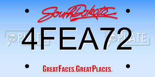 4FEA72 South Dakota License Plate