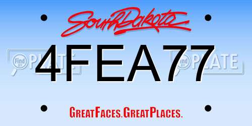 4FEA77 South Dakota License Plate