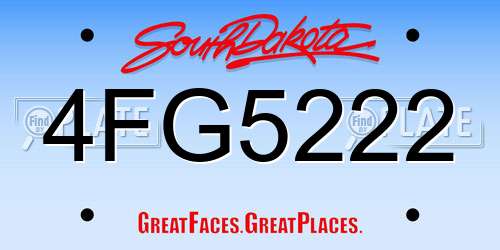 4FG5222 South Dakota License Plate