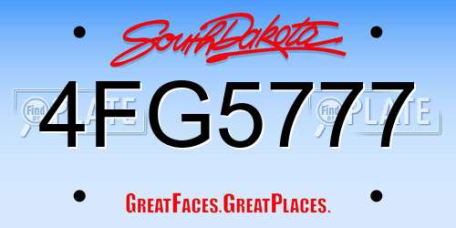 4FG5777 South Dakota License Plate