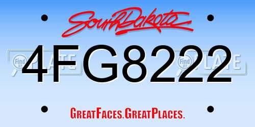 4FG8222 South Dakota License Plate