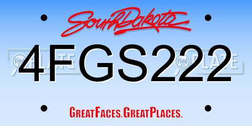 4FGS222 South Dakota License Plate