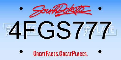 4FGS777 South Dakota License Plate