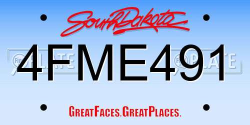 4FME491 South Dakota License Plate
