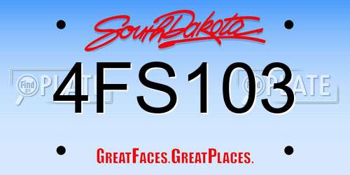 4FS103 South Dakota License Plate