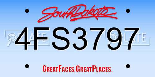 4FS3797 South Dakota License Plate