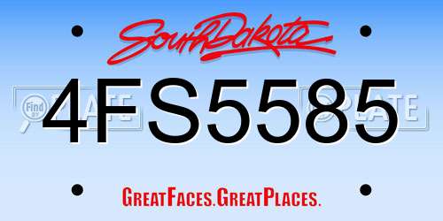 4FS5585 South Dakota License Plate
