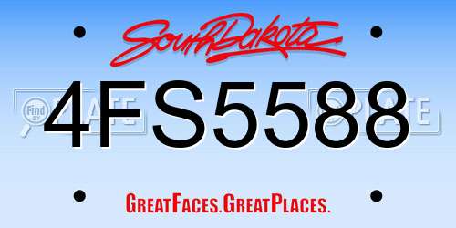 4FS5588 South Dakota License Plate