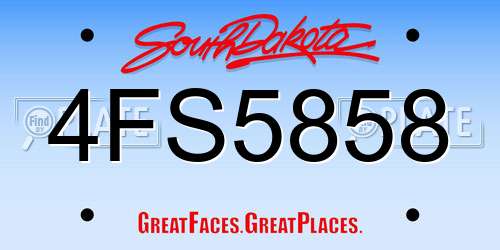4FS5858 South Dakota License Plate