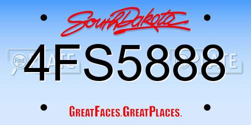 4FS5888 South Dakota License Plate