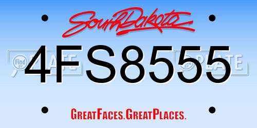 4FS8555 South Dakota License Plate