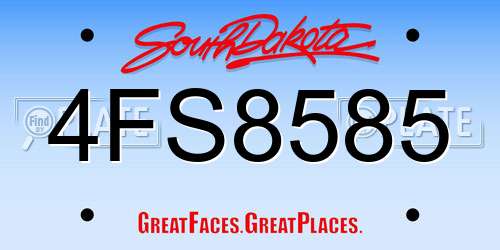 4FS8585 South Dakota License Plate