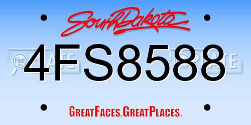 4FS8588 South Dakota License Plate
