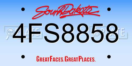 4FS8858 South Dakota License Plate