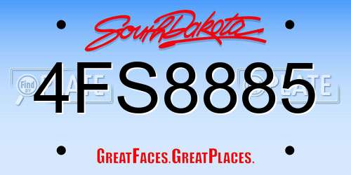 4FS8885 South Dakota License Plate