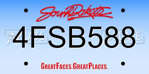 4FSB588 South Dakota License Plate