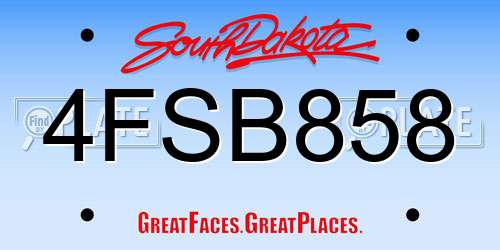 4FSB858 South Dakota License Plate