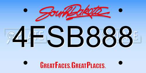4FSB888 South Dakota License Plate