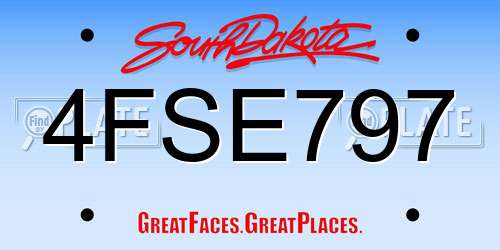 4FSE797 South Dakota License Plate