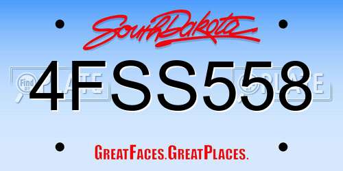 4FSS558 South Dakota License Plate