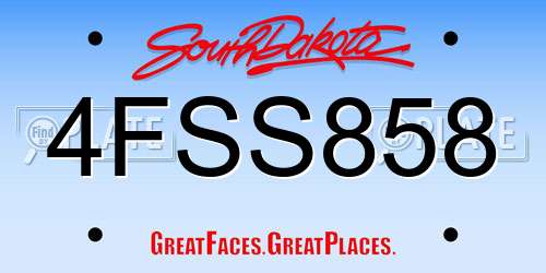 4FSS858 South Dakota License Plate