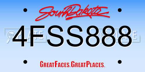 4FSS888 South Dakota License Plate