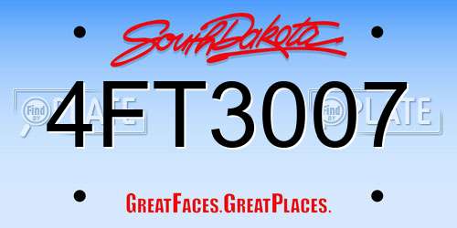 4FT3007 South Dakota License Plate