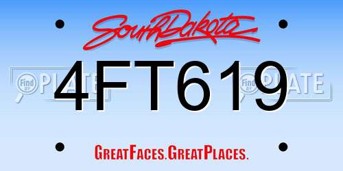 4FT619 South Dakota License Plate