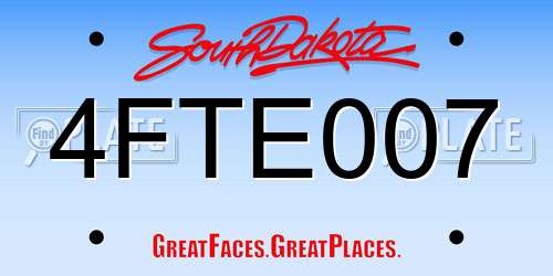 4FTE007 South Dakota License Plate