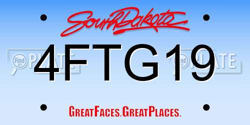4FTG19 South Dakota License Plate