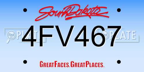 4FV467 South Dakota License Plate