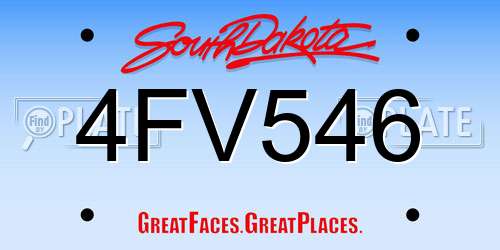 4FV546 South Dakota License Plate